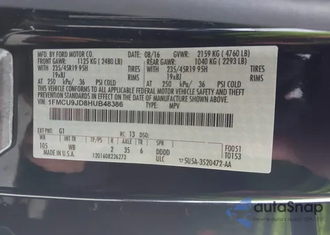 2017 Ford Escape Titanium из США, поврежденный, VIN 1FMCU9JD8HUB48386